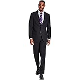 Nautica Mens Modern fit 2 Piece Suit 42 R / 36 Waist Black Solid Stretch