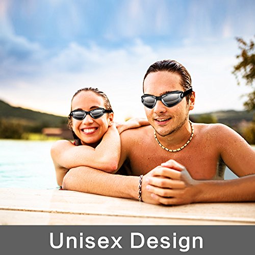 image for Swim Goggles,Hurdilen Swimming Goggles Anti-Fog UV Protection Coated L