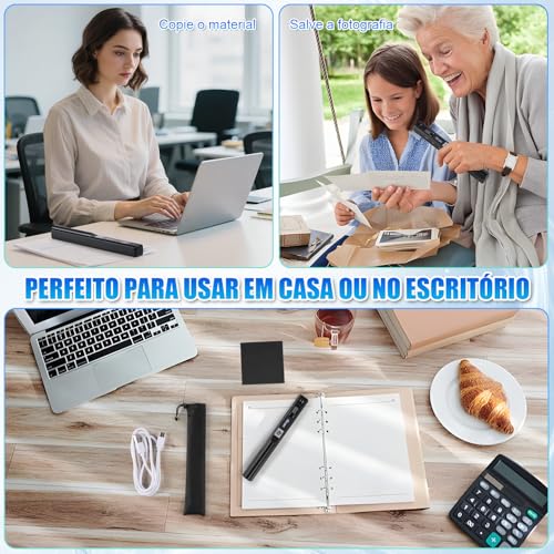 900 DPI Scanner de Documentos Portátil, Mini Scanners de Recibos, Scanner de Fotos, Varinha para Uso Doméstico, Scanner de Imagem Móvel Portátil, Leitor de Documentos em Varinha
