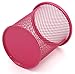 EasyPAG 2 Pcs 3.5 inch Mesh Round Steel Pen Holder, Hot Pink