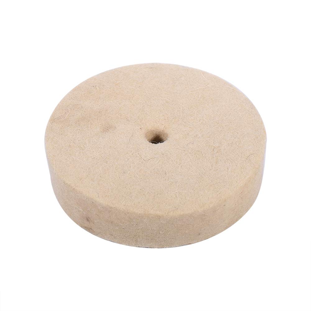 Beige Polishing Buffing Wheel - 4" Wool Felt Polisher Disc Pad for Metal & Glass Finishing