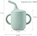 PandaEar 2 Pack Silicone Sippy Cups with Straw & Handles Pink Green view 4
