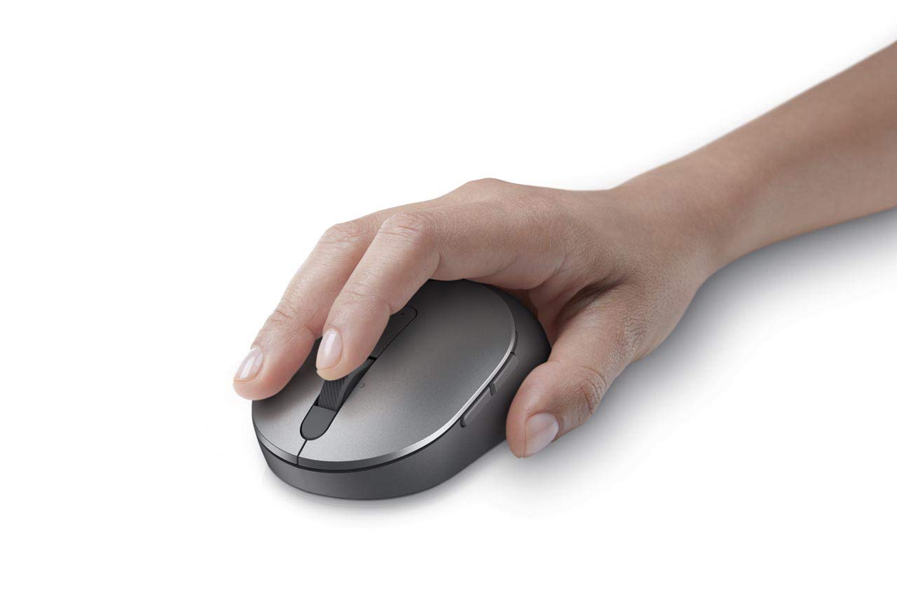 Dell MS5120W Mobile Pro Wireless Mouse – Wireless 2.4GHz, Bluetooth 5.0, Microsoft Swift Pair/Dell Pair (Windows 10 & 11 only), Optical LED Sensor - Gray