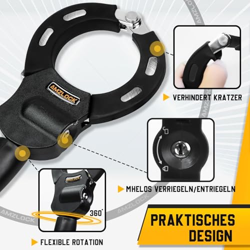 AMZLOCK E Scooter Lock, 8mm Thick Chain Lock for E Scooter, Handcuff Lock with Bag for Scooter, Bike, Motorcycle