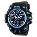BesWLZ Men Large Dual Dial Analog Digital Quartz Multifunction 50M Water Resistant Watches (Blue)
