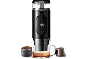 Portable Coffee Maker Travel Machine Compatible with Capsule and Powder USB Charging for Outdoor Car Office