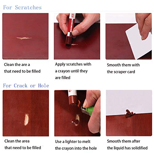 Wood Filler Sticks Furniture Wax Crayons, 14 Colors+1 Scraper Wood