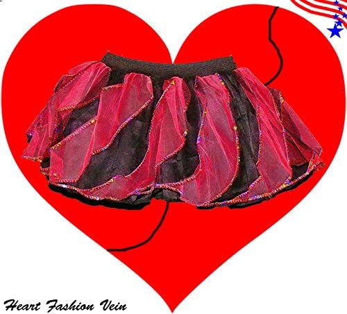 Red Black Sequins Twister Two Tone Tutu Skirt Halloween Ladybug Queen of Heart