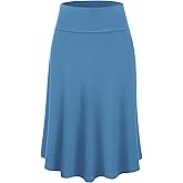 Lock and Love Women's Solid Ombre Lightweight Flare Midi Pull On Closure Skirt S-XXXL Plus Size