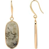 RENAIZ Natural Crystal Healing Stone Drop Dangle Earrings for Women – Turquoise, Rose Quartz, Grey Agate, 14K Gold Plated Hypoallergenic Boho Jewelry, Lightweight Statement Accessories