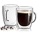 17 oz Large Coffee Mug - Double Wall Insulated Glass, Unique Gift Set of 2. Keeps Hot Or Cold Drinks Longer - Clear Coffee Mugs - JECOBI