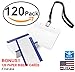 Waterproof Plastic Name Tags ID Card Holder Lanyards for Kids Name Labels School Camp Field Trip Business Event Trade Show Conference Badge Holders Name Tag with Lanyard (Black Horizontal, 120 Sets)