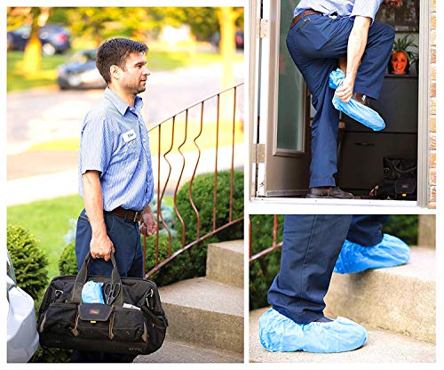 Shoe Covers Disposable,200 Packs (100 Pairs),Large Size Fits Most People,Shoe Cover Booties for Indoor and Outdoor, Hospital & Construction.Protect Your Home, Floors and Shoes(Blue) (blue)