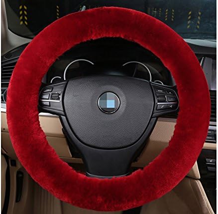 Plush Fluffy Steering Wheel Sets Soft East Warm Plush Vehicle Car Steering Wheel Covers (Red)