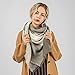 Women Square Scarf Oversized Tartan Blanket Large Winter Warm Shawl Tassel Wrap(Light Brown)
