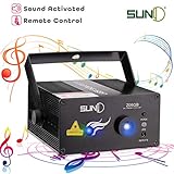 SUNY Laser Lighting 8 Big Patterns Green Blue Laser Lights Blue LED Light for Party Music Laser Projector Sound Activated Stage Lighting Remote Controller Dance Home Decorative Xmas Holiday DJ Light S