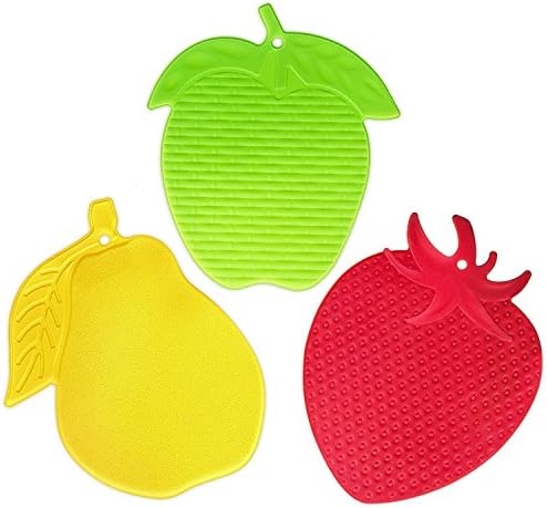 5-in-1 Silicone Trivet, Rubber Grip, Jar Opener, Pot Holder, Hot Pads, Hot Pan Coaster, Spoon Holder Rest. Easy-Use, Flexible & Grippy. Protect Hands & Tabletop. 3 Set, XL 7”