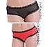 Meetyoo 2 Pack Women Sexy mesh Hollow Panties Lace Floral Open Underwear with Bow Tie