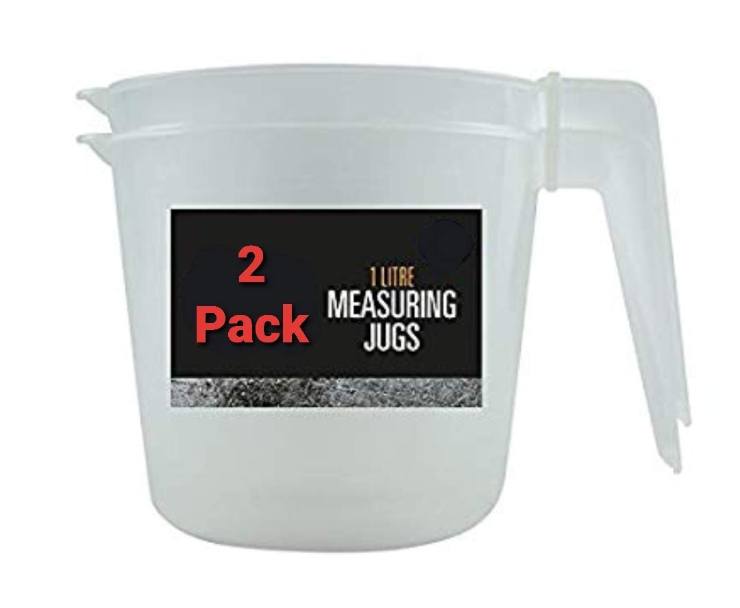 U-Cook Measuring Jug 2 Pack x 1 Litre Each. Kitchen Home Tool. Transparent Clear 1000ml Volume. BPA Free. Graduated Jug PT, OZ and ML.