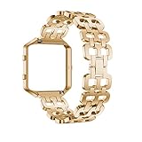 Alonea Stainless Steel Bracelet Smart Watch Band Strap + Case Cover For Fitbit Blaze (Gold)