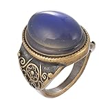 MJartoria Oval Pattern Engraved Retro Style Antique Bronze Changing Emotion Feeling Mood Ring Size 9