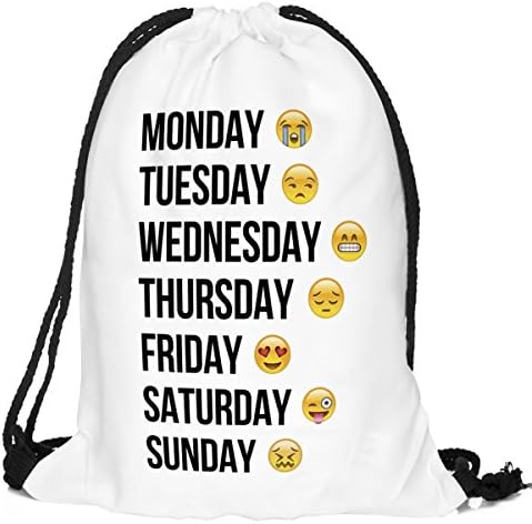 Portable Gym Sack Pack, 18''X13.75'' Drawstring Emoji Backpack for Teens Kids Girls Team Training Gymsack, White Gym Sackpack