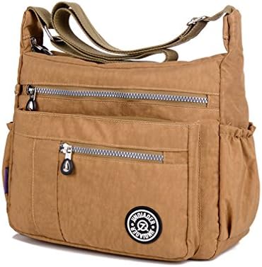 TianHengYi Women's Lightweight Nylon Cross-body Shoulder Bag Casual Messenger Bag with Zipper Pockets