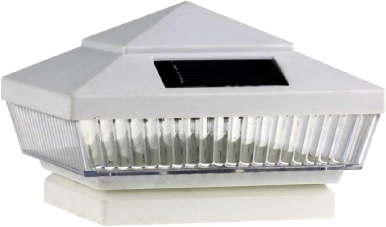 Amazon Com 14 Pack Garden Plastic Fence Post Cap Solar Lights White Cap Vertical Lined Frosted Lens Warm White Led Light Fit On 5x5 Vinyl Pvc Or Wood Posts Landscape Path Lights Garden