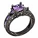 JunXin Size5/6/7/8/9/10/11 Purple Amethyst Cubic Zirconia Engagement Rings Black Gold Plated 77MM