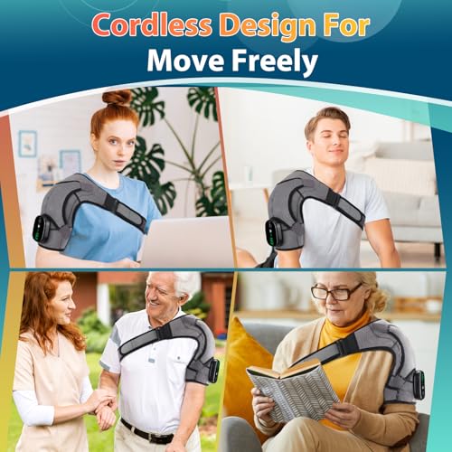 Shoulder Heating Pad, Heated Shoulder Wrap with Massage, Heated Shoulder Brace for Shoulder Vibration, Cordless Shoulder Heating Pads Shoulder Massager with Heat