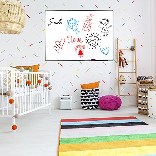 Lockways Magnetic Whiteboard White Board - Dry Erase Board 48 x 36, 3 Dry Erase Markers, 8 Magnets, Black Aluminium Frame for Home, Office, School - Thumbnail 4