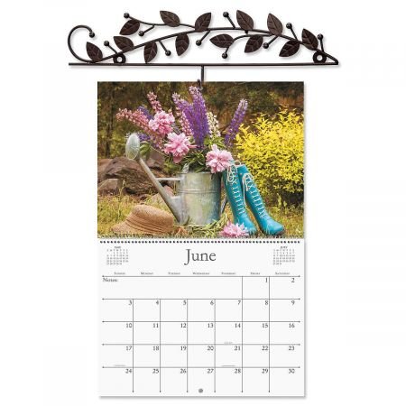 Leaves Metal Calendar Holder - Fits Variety of Calendar Sizes Including Large 12 X 12 and All Current Wall Calendars, Calendar Hanger, Calendar Topper