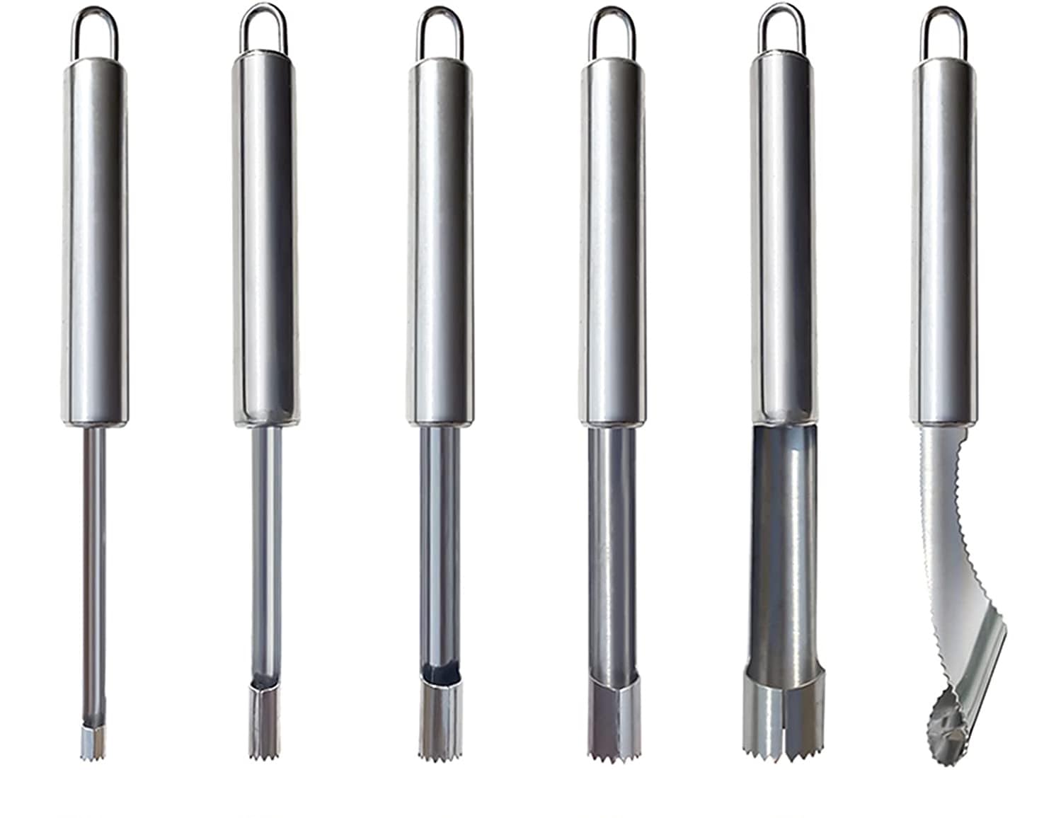 Photo 1 of Yiasangly Fruit and Vegetable Corer Tool, Multi-Function Stainless Corer and Pitter Remover Set for Apple, Pear, Cherry, Jujube, Red Dates, Berry, Chili, Jalapeno Pepper, Tomato, potato - 6 Pieces