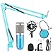 Neewer NW-800 Pro Studio Broadcasting Recording Condenser Mic Kit with NW-35 Adjustable Mic Suspension Scissor Arm Stand with Black Shock Mount and Table Mounting Clamp, Pop Filter(Blue)