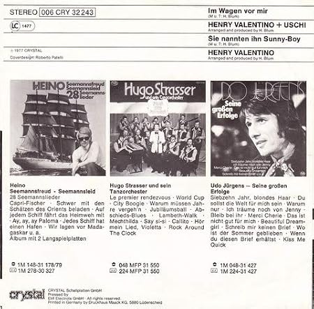 Im Wagen Vor Mir Henry Valentino Uschi Amazon It Musica