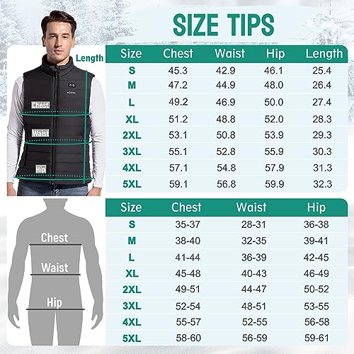PLIDINNA Men's Heated Vest Lightweight Warm Jacket With Battery Pack 7.4V Electric Heating Vest for Hunting/Fishing/Outdoor Sports(Black,S)