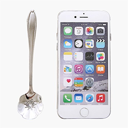 Rumfo Set of 8 Flower Coffee Spoon Tea Spoon Dessert Spoons Scoop Stainless Steel Tableware Stirring/Sugar/Stir/Bar/Mixing/Ice Cream Spoon for Kitchen Dining Bar, Condiment or Spice (Silver) - Thumbnail 5