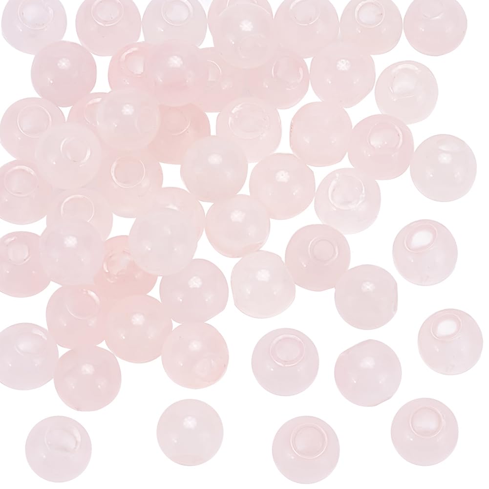 OLYCRAFT 50Pcs 6mm Natural Rose Quartz Beads - 2mm Big Hole Round Loose Gemstone - Pink Energy Stone for Bracelet Necklace Earring Jewelry Making DIY Crafts