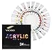 Acrylic Paint Set 24 Colors by VACASSO, Vibrant Paint for Canvas, Wood, Clay, Fabric, Ceramic & Crafts Painting. Versatility Paint Kit for Kids, Adults & Professional Artist