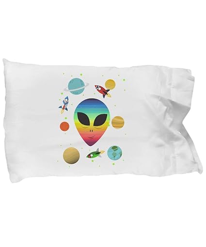 Amazon Com Cute Pillow Covers Design Alien Head Rainbow Color