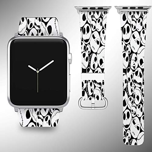 Wrist band strap compatible with Apple Watch iWatch all series adapters 38mm 40 mm 42mm 44mm series 1 2 3 4 Leather Fabric strap - Thumbnail 2