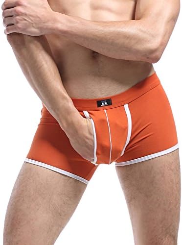 MRSECRET Men's Underwear Stretch Cotton Color Boxer Briefs (L, F-Orange)