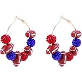 Football Earrings for Women Game Day Hoop Earrings Football Mom Accessories Rugby Earring Football Helmet Earring Sports Jewelry Game Day Outfit Accessories
