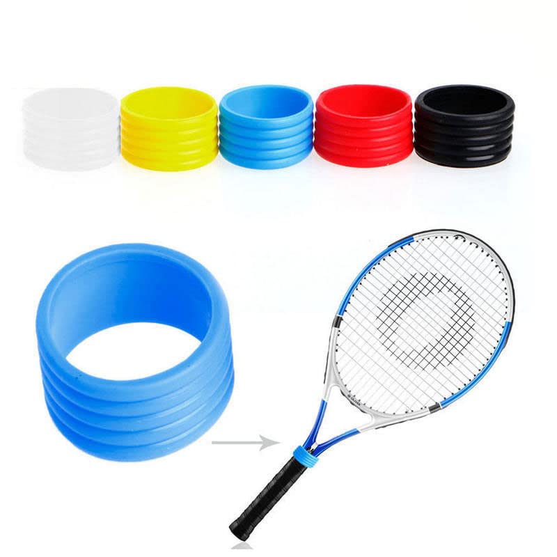 zalati Tennis Silicone Ring 5pcs Rubber Grip Band for Tennis Racket Badminton Handle Cover - Multicolor
