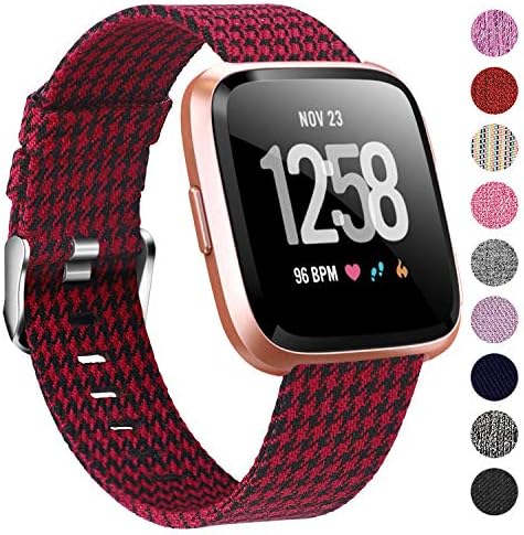 Welltin Bands Compatible with Fitbit Versa/Fitbit Versa 2/Fitbit Versa Lite for Women Men, Breathable Woven Fabric Strap, Quick Release, Adjustable Replacement Wristband for Fitbit Versa Smart Watch