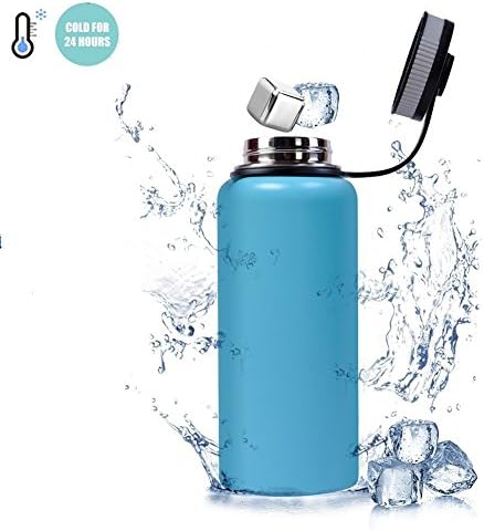 Stainless Steel Water Bottle 32 Ounce Double Walled Wide Mouth Leak Proof Sweat-Free Autocratic Cold 24 Hrs Stainless Steel Water Bottles