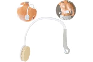 FULLOFJOY Back Bath Brush Long Handle for Shower, Curved Back Scrubber for The Elderly, Disabled, Limited Mobility, U-Shaped 