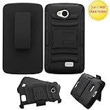 The Smart Choice (TM) LG Tribute Ls660 , LG Optimus F60 Holster Case, Tough Armor Hard Cover Hybrid Case with Belt Clip Holster and Kickstand Heavy Duty Phone Protector (BLACK HOLSTER CASE)