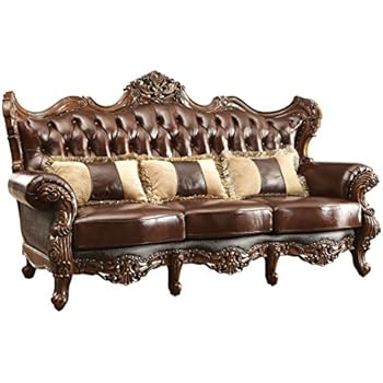 Amazon Com Homes Inside Out Frankie Traditional Leather Sofa