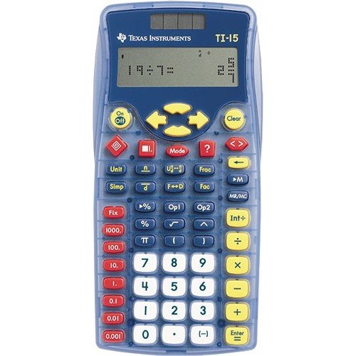 Texas Instruments TI-15 Explorer Elementary Calculator - Plastic Key, Impact Resistant Cover - 2 Line(s) - 12 Digits - Battery/Solar Powered - 1 Each by Texas